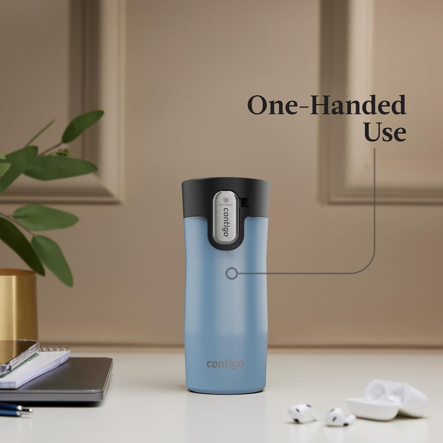 Contigo AUTOSEAL West Loop Vacuum-Insulated Stainless Steel Travel Mug with Easy-Clean Lid 12 oz Blueberry