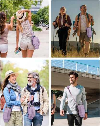 sportsnew Water Bottle Carrier Bag with Phone Pocket for 30oz 40oz Tumbler with Handle Accessories Insulated Water Bottle Holder Pouch with Strap Crossbody with Straw Cover