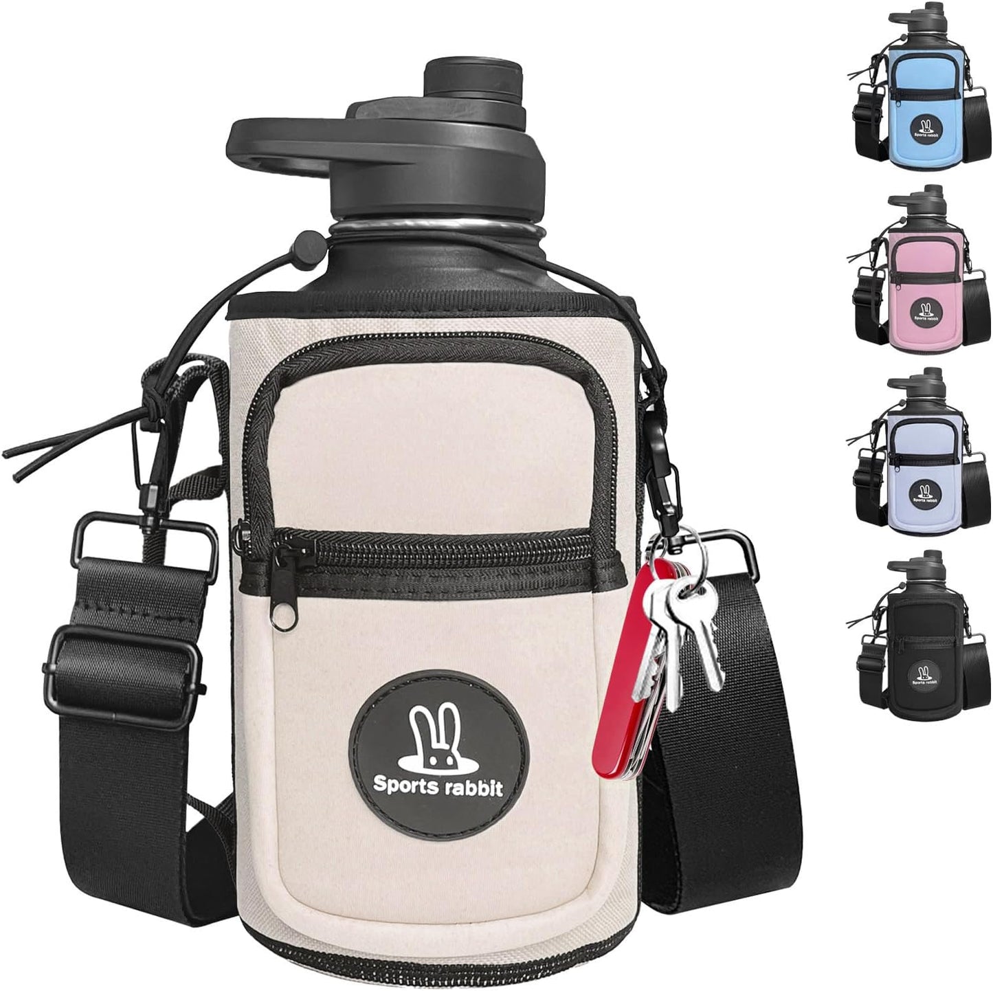 Sports rabbit Universal Water Bottle Holder – Durable Oxford & Neoprene Hybrid Design Compatible with Stanley 30/40oz Handled & 64/87oz Straight Tumblers, Adjustable Strap for Gym, Travel, Outdoors