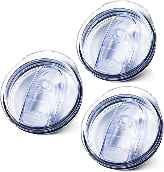 3 Pack 20oz Skinny Straight Body Stainless Steel Tumbler Replacement Lid，Spill Proof Splash Resistant Silicon Sliding cover for 2.76inch mouth，Straw Friendly for work, travel and Daily Life