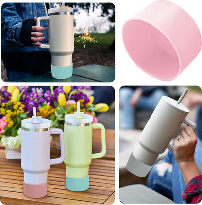2 Pcs 3 Inch / 75mm Black Water Bottle Boot, Silicone Sleeve Water Bottle Bumper, Tumbler Accessories Bottle Bottom Protector for 20oz 30oz 40oz Water Bottle