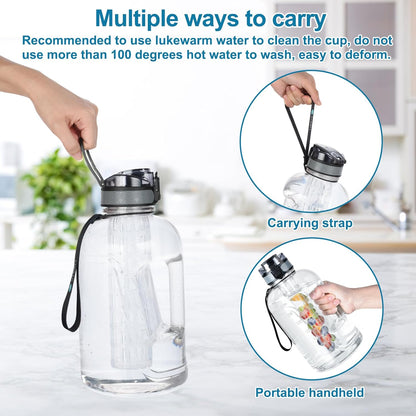UTEBIT 32 OZ Fruit Infuser Water Bottle, Insulated Sports Water Bottle With Straw, 1L BPA Free Leak Proof Tritan Large Water Jug with Strap for Gym, Camping, Travel, Outdoor