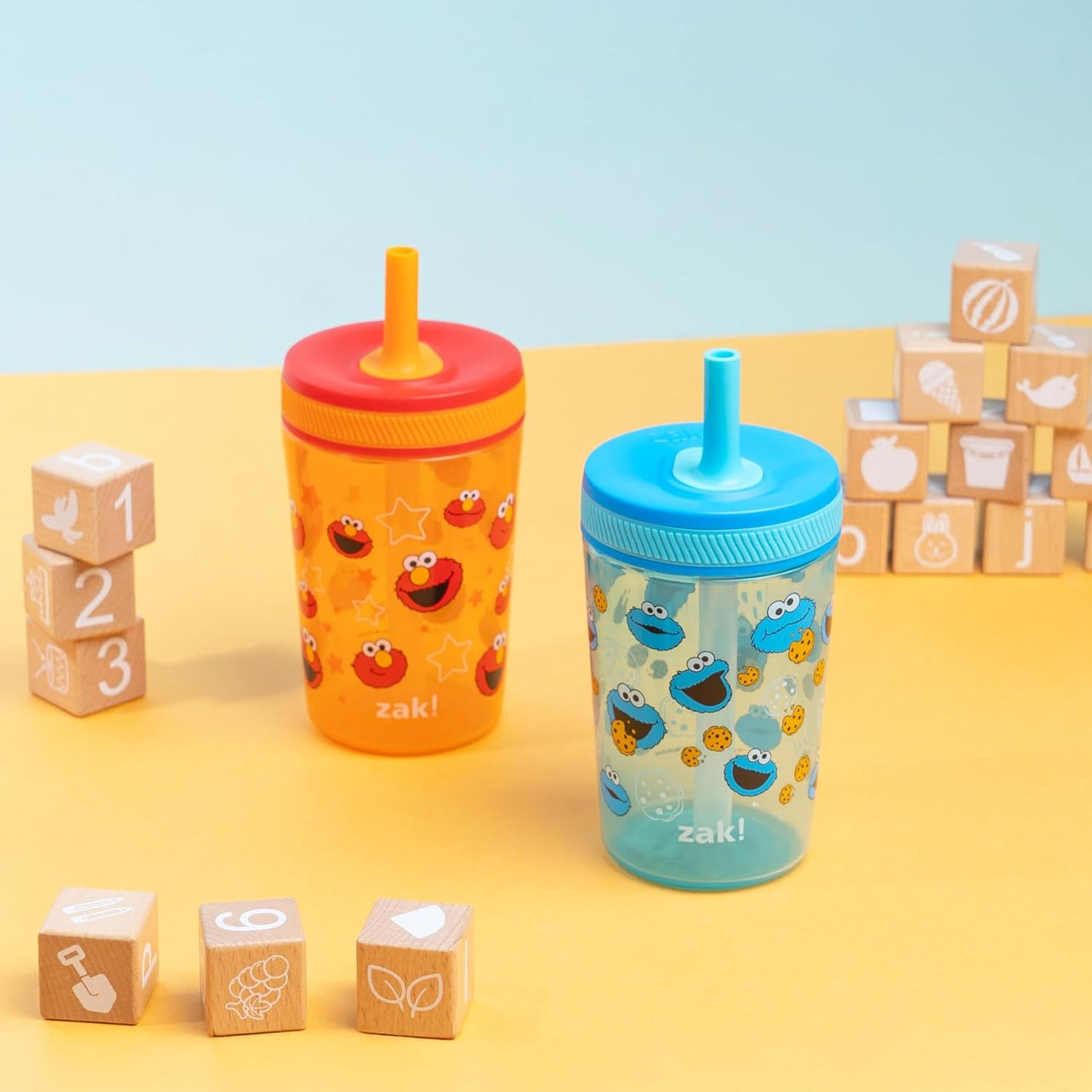 Zak Designs 15oz Bluey Kelso Tumbler Set, Leak-Proof Screw-On Lid with Straw Made of Durable Plastic and Silicone, Perfect Bundle for Kids, 2 Count (Pack of 1) - Colors A