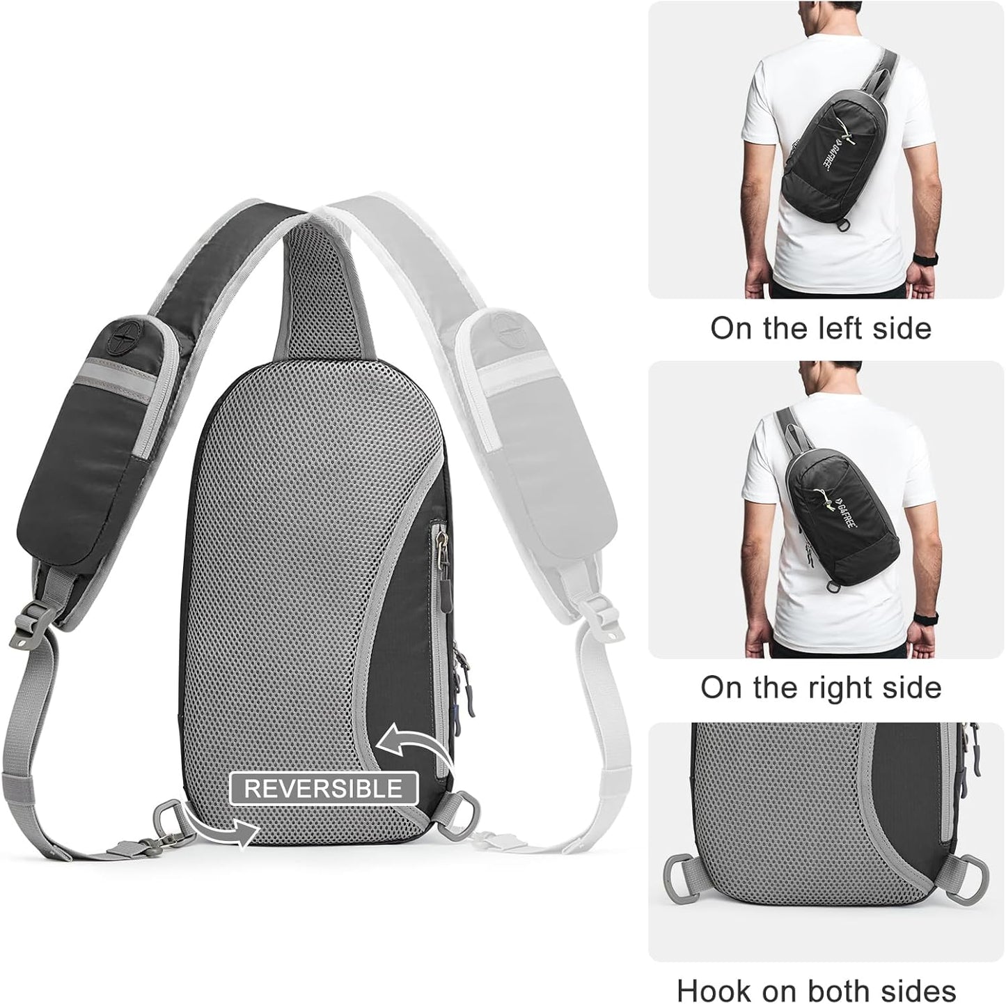 G4Free Sling Bag RFID Blocking Lightweight Crossbody Backpack Chest Shoulder Bag for Travel Sports Running