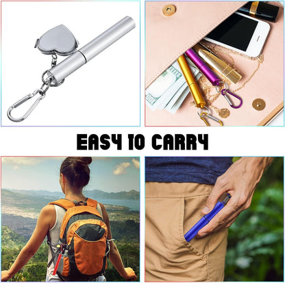 Zubebe 8 Pack Metal Reusable Straw Collapsible Straws Stainless Steel Drinking Straw with Plastic Case Silicone Tip and Cleaning Brush and Keychain Long Telescopic Portable for Travel Work