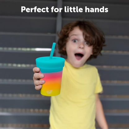 Silipint 8oz Silicone Tumbler with Straw and Lid – Unbreakable, BPA Free, Non-Toxic, Dishwasher, Microwave, Freezer Safe Tumbler Cup – Drinkware for Juice, Smoothies, Coffee (Cool Berry Crush)