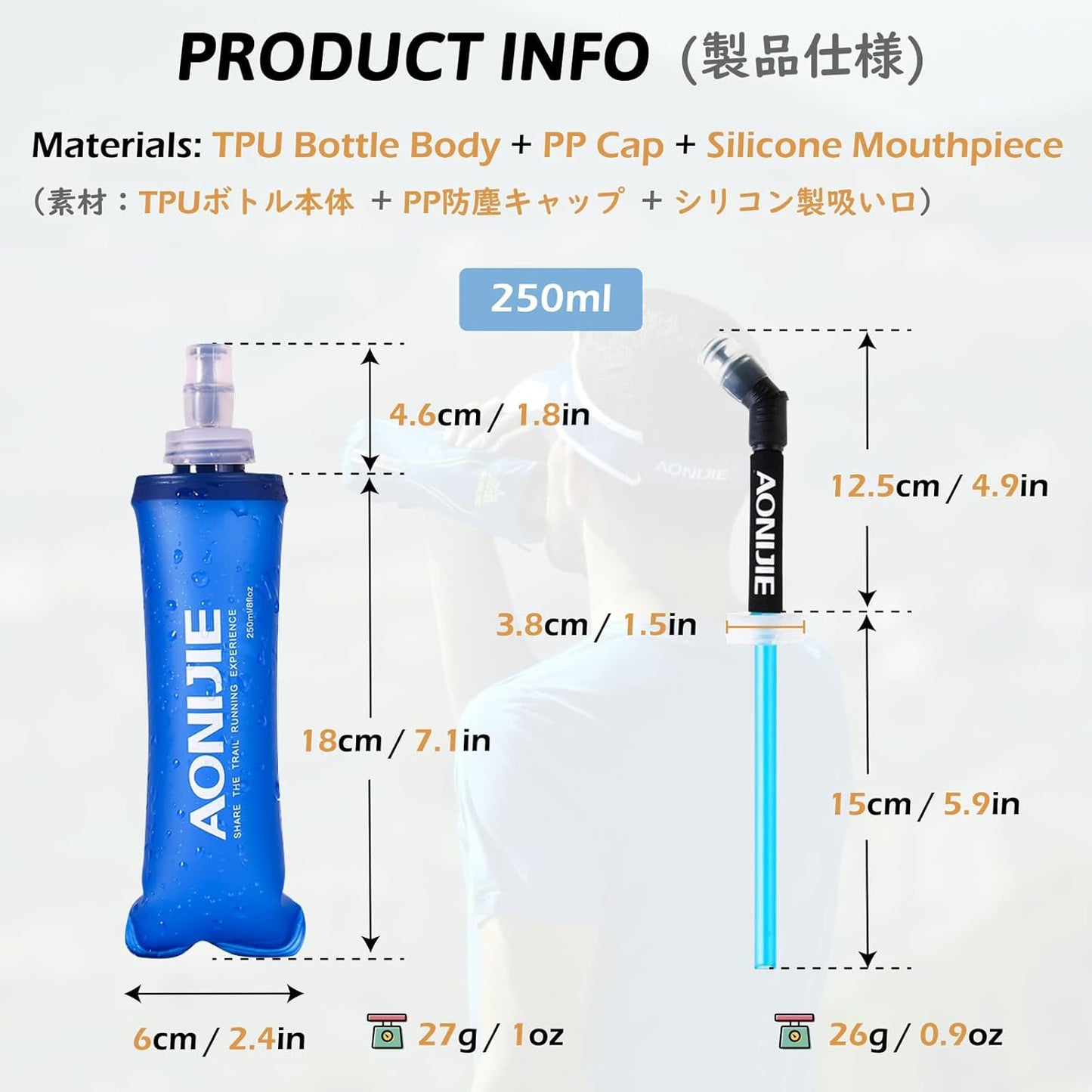 TRIWONDER Handheld Water Bottle for Running, Quick Grip Chill 17 oz Handheld Soft Water Bottle with Hand Strap Hydration Pack, BPA Sport Soft Flask (Blue)