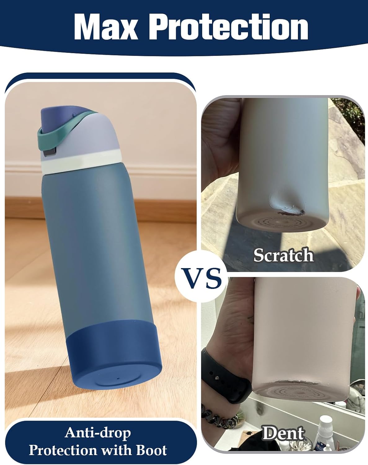 Mity rain 2PCS Silicone Boot for Owala Water Bottle 24 oz 32 oz, Anti-Slip Protective Sleeve Bottom Bumper Protector for FreeSip Stainless Steel Water Bottles Accessories