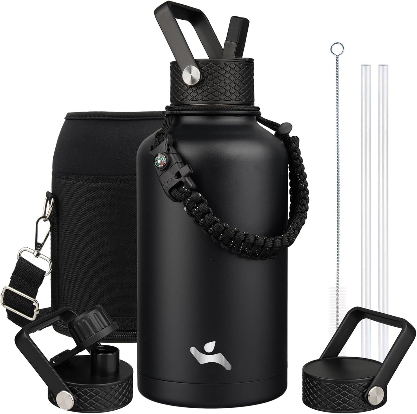 Konokyo 22oz Stainless Steel Bottles with 3 Lids Sport Insulated Water Bottle,Mint