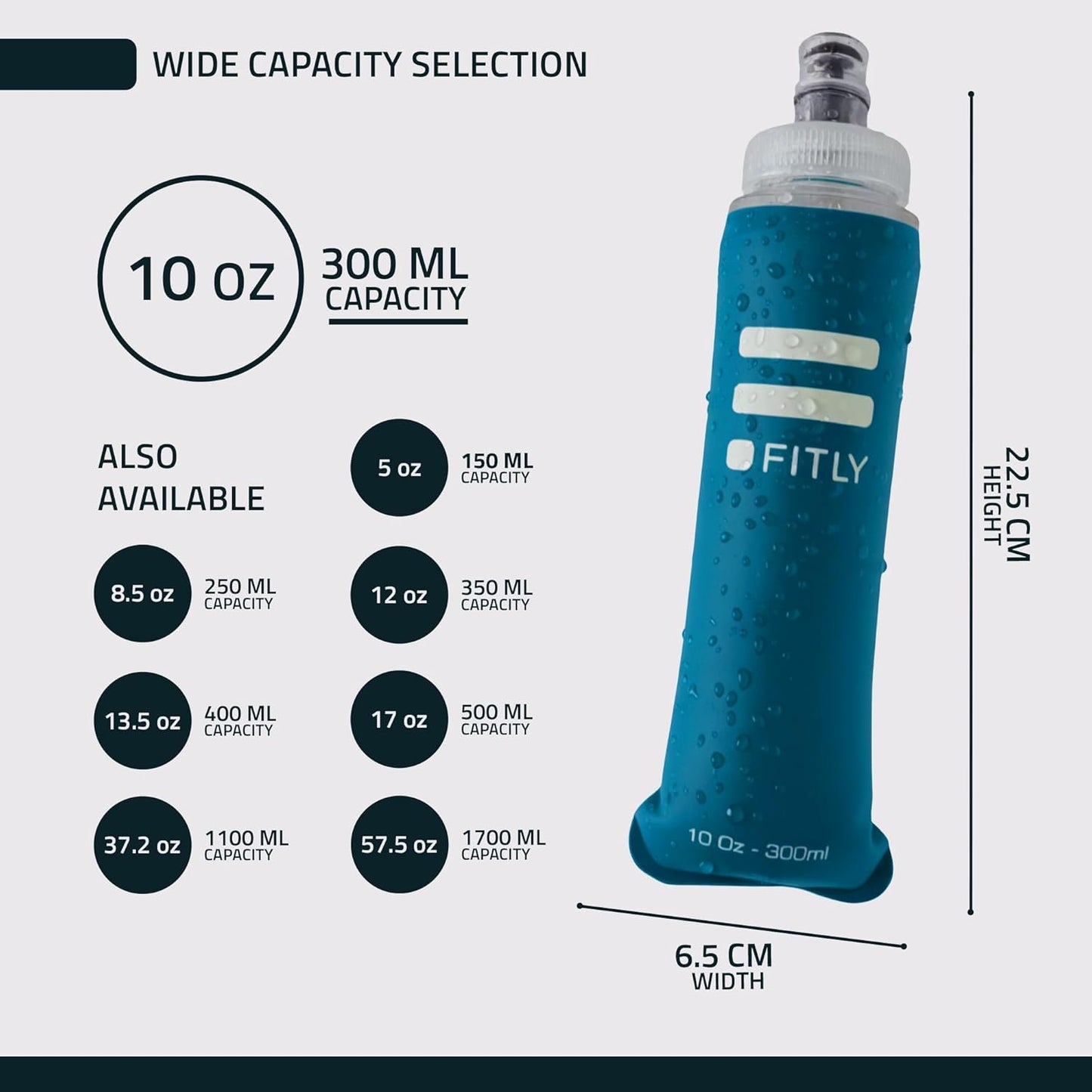 FITLY Soft Flask - Shrink As You Drink Soft Water Bottle for Hydration Pack - Folding Water Bottle Ideal for Running, Hiking, Cycling, Climbing & Rigorous Activity