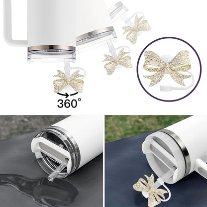 Cute Straw Cover Cap for Stanley Cup Accessories,Bling Straw Toppers for Stanley Tumbler 40&30 oz,Reusable Straws Tips Protectors Compatible with 10mm Straws