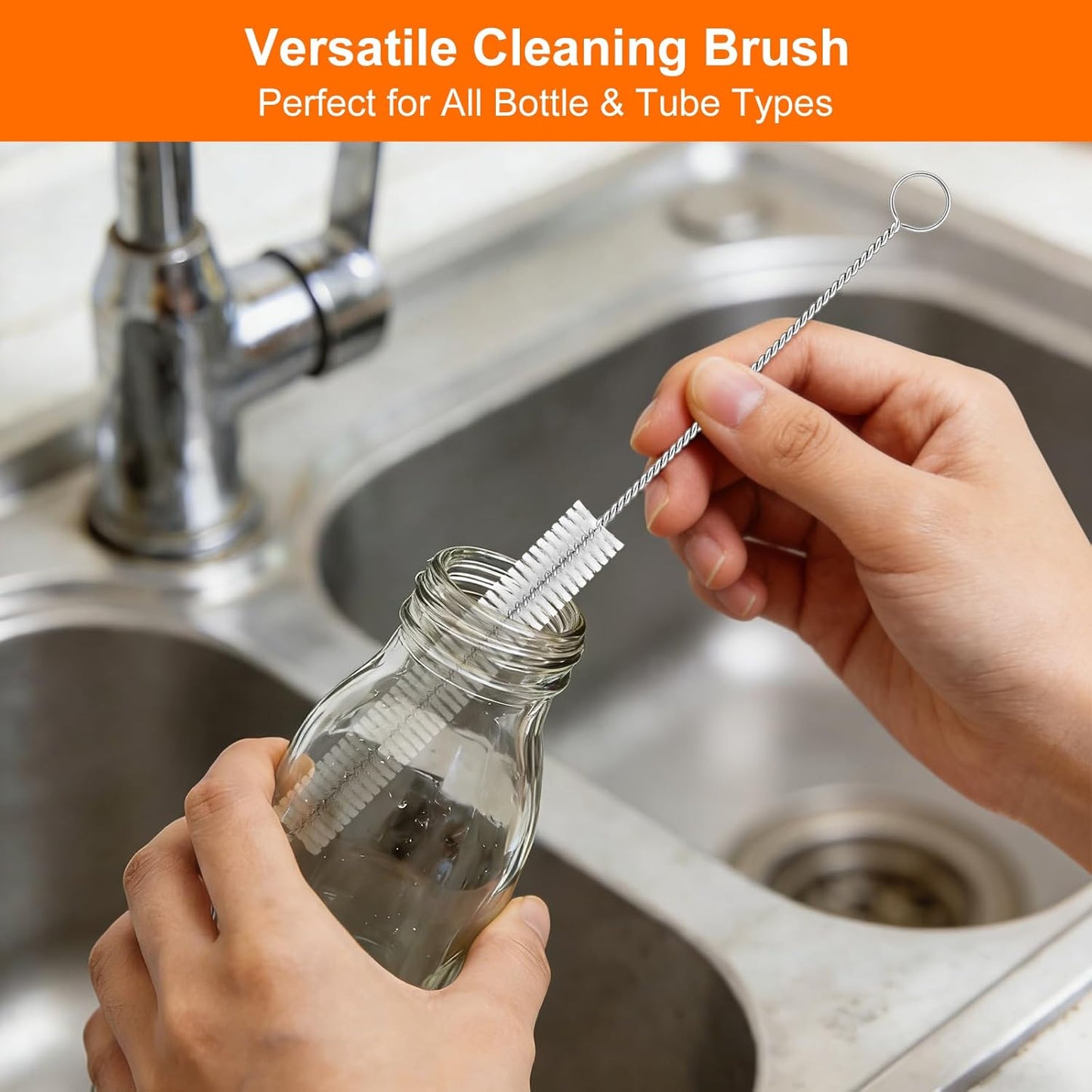 8 Inch Extra Long Straw Cleaner Brush Set, 10 Pack Reusable Straw Cleaning Brushes for Tumbler, Metal Straws，Bottle Drinking Straws，Computer Keyboard, Desktop Cleaning