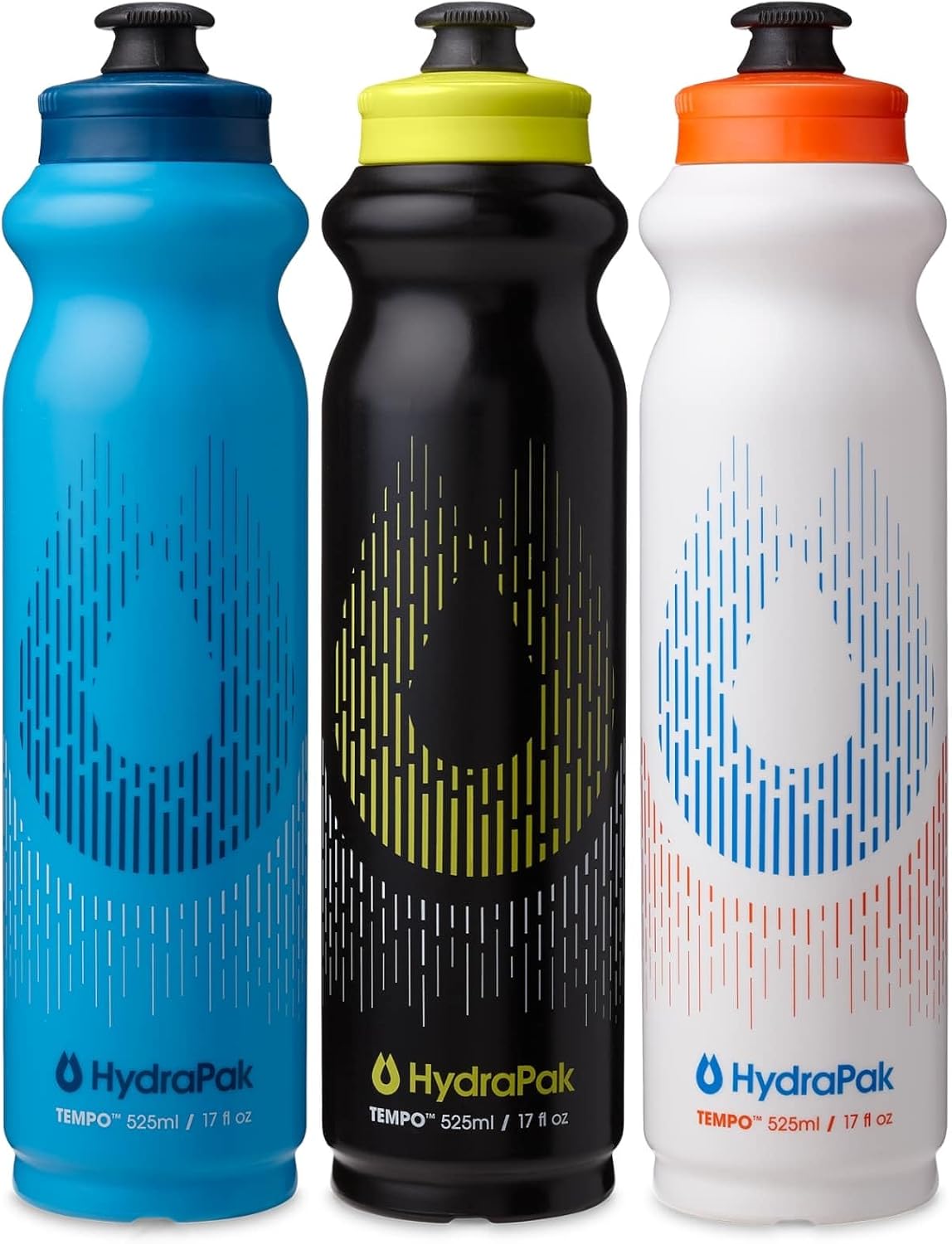 HydraPak Tempo Bottle 3-Pack - Handheld Running Water Bottle (400ml) - Made For Runners, Marathon Training & Race Day, Perfect For Hydration, Electrolyte and Nutrition Mixes