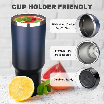 20 oz Tumbler with Lids and Straws, Stainless Steel Insulated Coffee Tumbler, Double Wall Vacuum Insulated Travel Mug Cup, Leakproof Thermal Coffee Cup for Hot and Cold Drinks (azure blue)