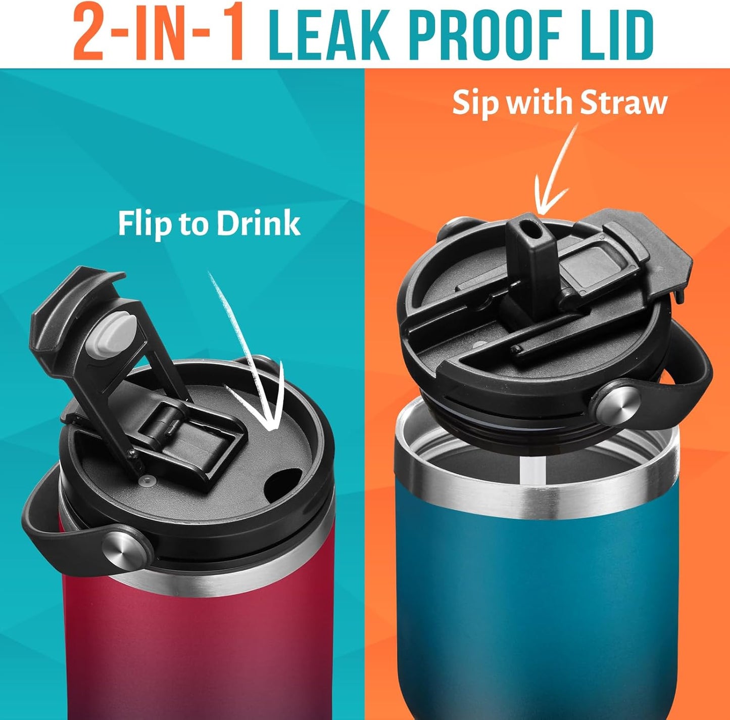 30 oz Tumbler with Handle and Straw - Keep Cold 36H & Hot 12H, Metal Coffee Cup with Lid (Straw & Flip Lid), 30oz Insulated Stainless Steel Thermal Mug, Leak-proof Travel Water Bottle