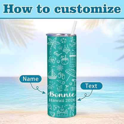 Girl Trip Gifts for Women, Personalized Girls Trip Tumblers with Name Text, Custom Beach Tumbler, Road Trips Vacation Cruise Cup with Lid and Straw, Bachelorette Party Girl Weekend Gift For Friend