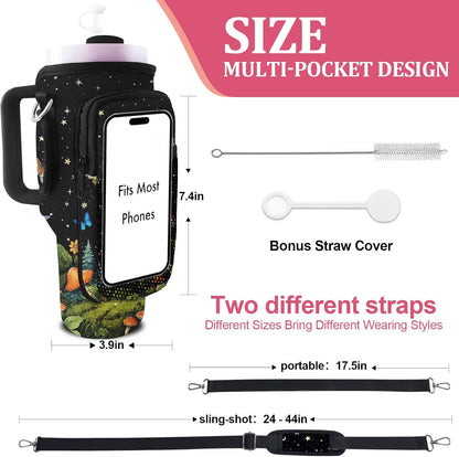 Stanley Carrier Bag for Stanley 40oz/30ozTumbler with Phone with 2 Adjustable Strap,3 Pockets Bottle Stanley Cup Carrier Bag & Case,Accessories for Hiking Travelling