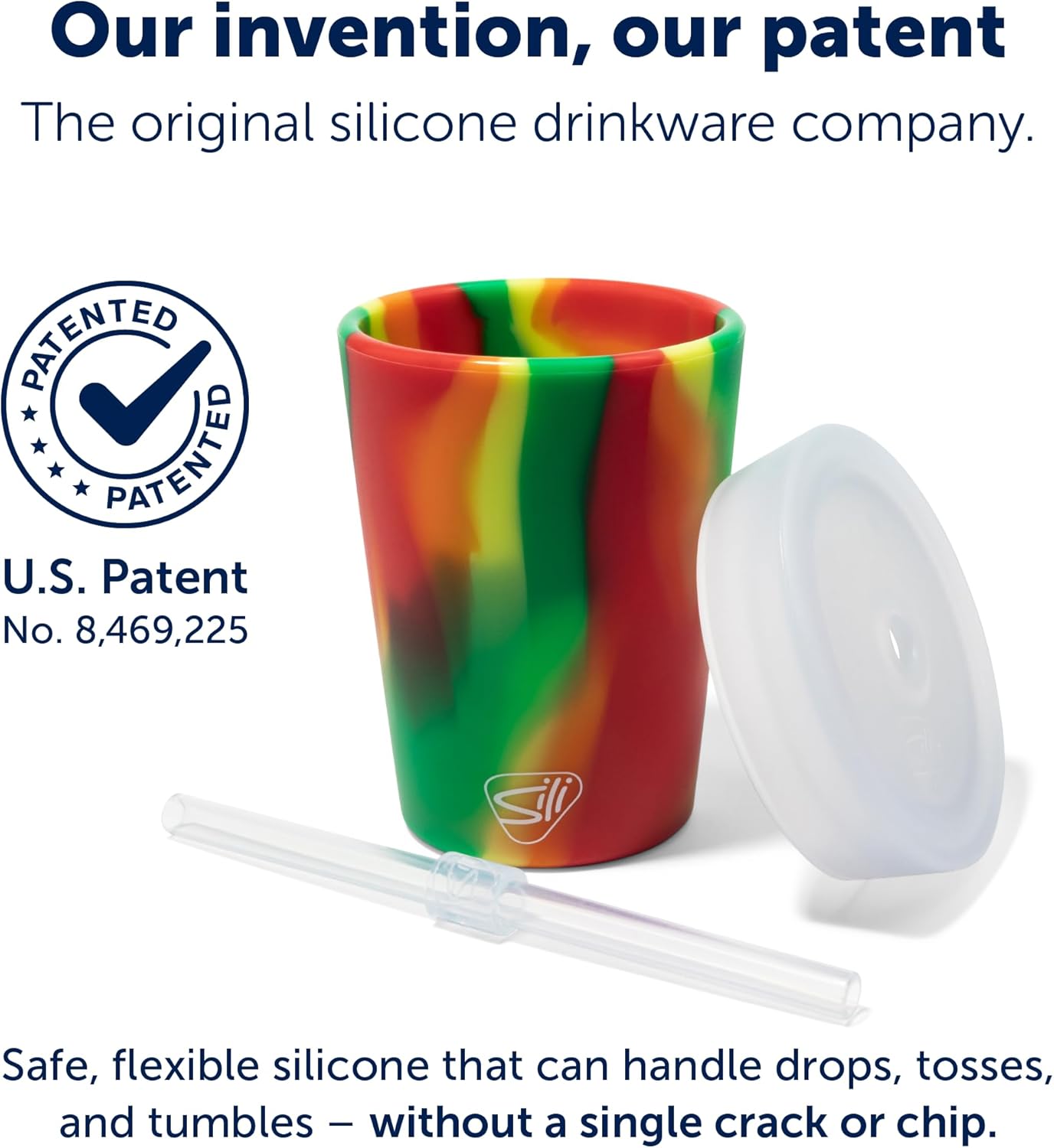 Silipint 8oz Silicone Tumbler with Straw and Lid – Unbreakable, BPA Free, Non-Toxic, Dishwasher, Microwave, Freezer Safe Tumbler Cup – Drinkware for Juice, Smoothies, Coffee (Cool Berry Crush)