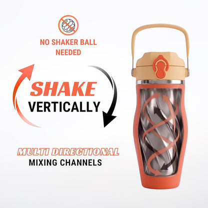 Earth Stone - 24oz Insulated Protein Shaker Bottle - Medical-Grade 316 Stainless Steel - Patent-Pending Clump-Free Design - Odor Proof & Leak-Proof Metal Blender Cup