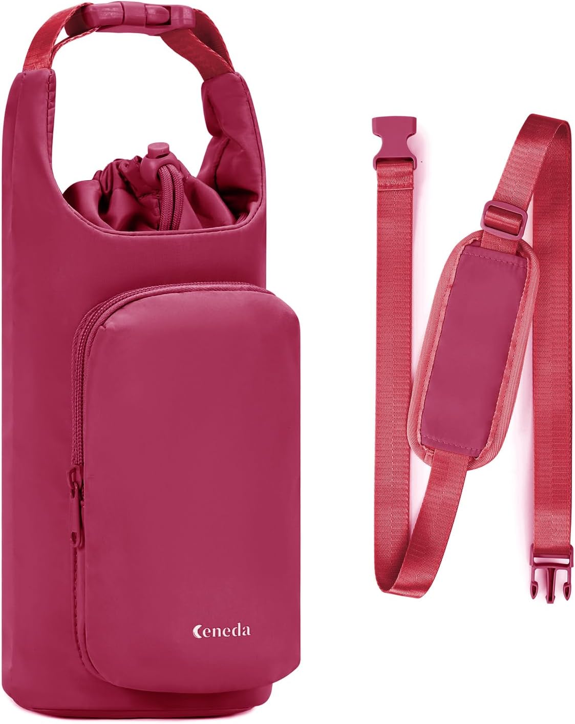 Ceneda Water Bottle Carrier Bag with Phone Pocket 32oz 40oz Tumbler Insulated Water Bottle Holder with Adjustable Shoulder Strap Carrier Sling Bag (Purple)