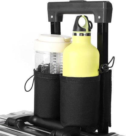 Luggage Travel Cup Holder Free Hand Drink Carrier Carry on Beverage Cup Holder Attachment Fits Roll on Suitcase Handles Business People, Travel Essentials