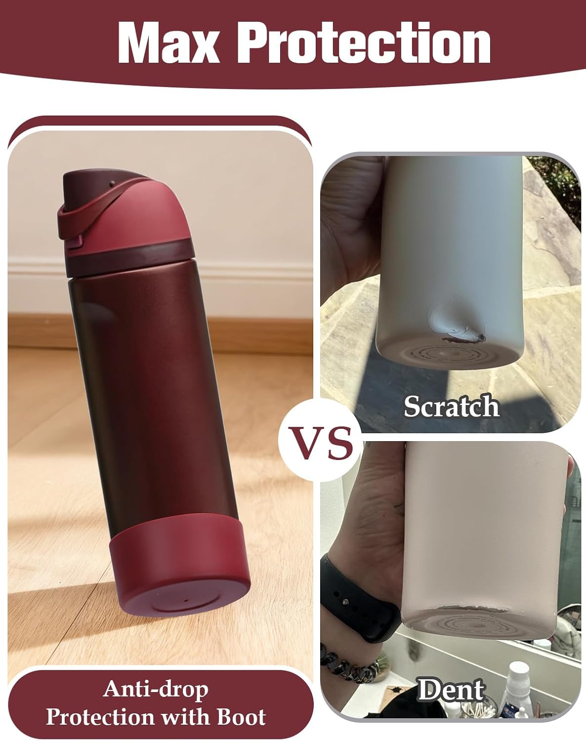 Mity rain 2PCS Silicone Boot for Owala Water Bottle 24 oz 32 oz, Anti-Slip Protective Sleeve Bottom Bumper Protector for FreeSip Stainless Steel Water Bottles Accessories