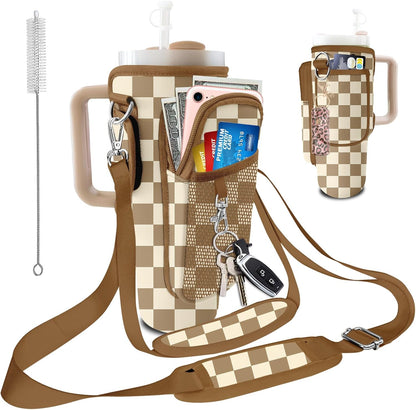 Stanley Carrier Bag for Stanley 40oz/30ozTumbler with Phone with 2 Adjustable Strap,3 Pockets Bottle Stanley Cup Carrier Bag & Case,Accessories for Hiking Travelling