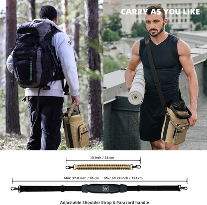 NATURE PIONEOR Water Bottle Holder with Adjustable Strap - Half/One Gallon (64/128oz) Insulated Water Bottle Sling Carrier with Phone Pocket & Paracord Handle, Outdoor Camping, Hiking, Gym