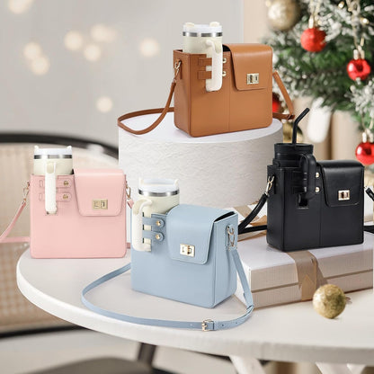 Outdoor Portable Crossbody Water Cup Purse Bag Water Bottle Carrier Bag with Phone Pocket Tumbler Carrier with Strap
