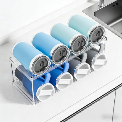 Yieach Larger Compartments Stackable Water Bottle Organizer for 40 oz Stanley Cup Holder,Yeti and Other Tumbler Organizer,3 Tier Wine Rack and Waterbottle Storage Rack for Kitchen Cabinets,Countertop