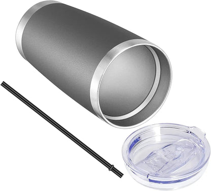 VEGOND 20oz Tumbler with Lid and Straw Stainless Steel Tumbler Cup Bulk Vacuum Insulated Double Wall Travel Coffee Mug Powder Coated Coffee Cup, Black, 12 Pack