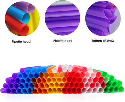 100 Pcs Jumbo Smoothie Straws Boba Straws,Individually Wrapped Multi Colors Disposable Plastic Large Wide-mouthed Milkshake Bubble Tea Drinking Straw(0.43" Diameter and 9.45" long)
