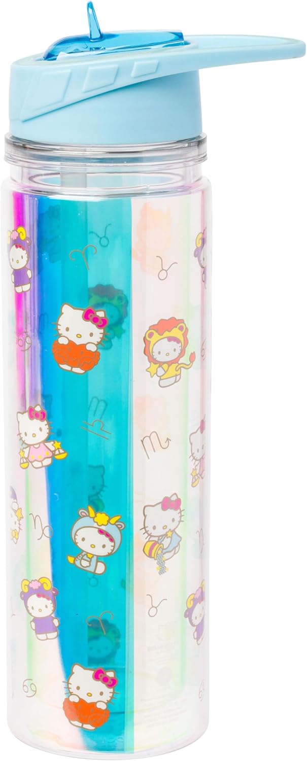 Silver Buffalo Sanrio Hello Kitty Milk Carton Pattern Plastic Boba Tumbler w Lid and Wide Straw, 24 Ounces