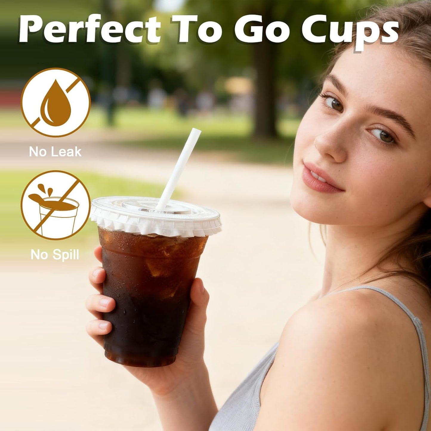 Lamosi 100 Pack 20 oz Clear Plastic Cups with Lids and Straws, Disposable Iced Coffee Cups with Lids for To-Go Cold Drinks, Smoothies and Slushie