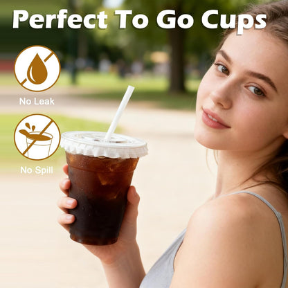 Lamosi 100 Pack 20 oz Clear Plastic Cups with Lids and Straws, Disposable Iced Coffee Cups with Lids for To-Go Cold Drinks, Smoothies and Slushie