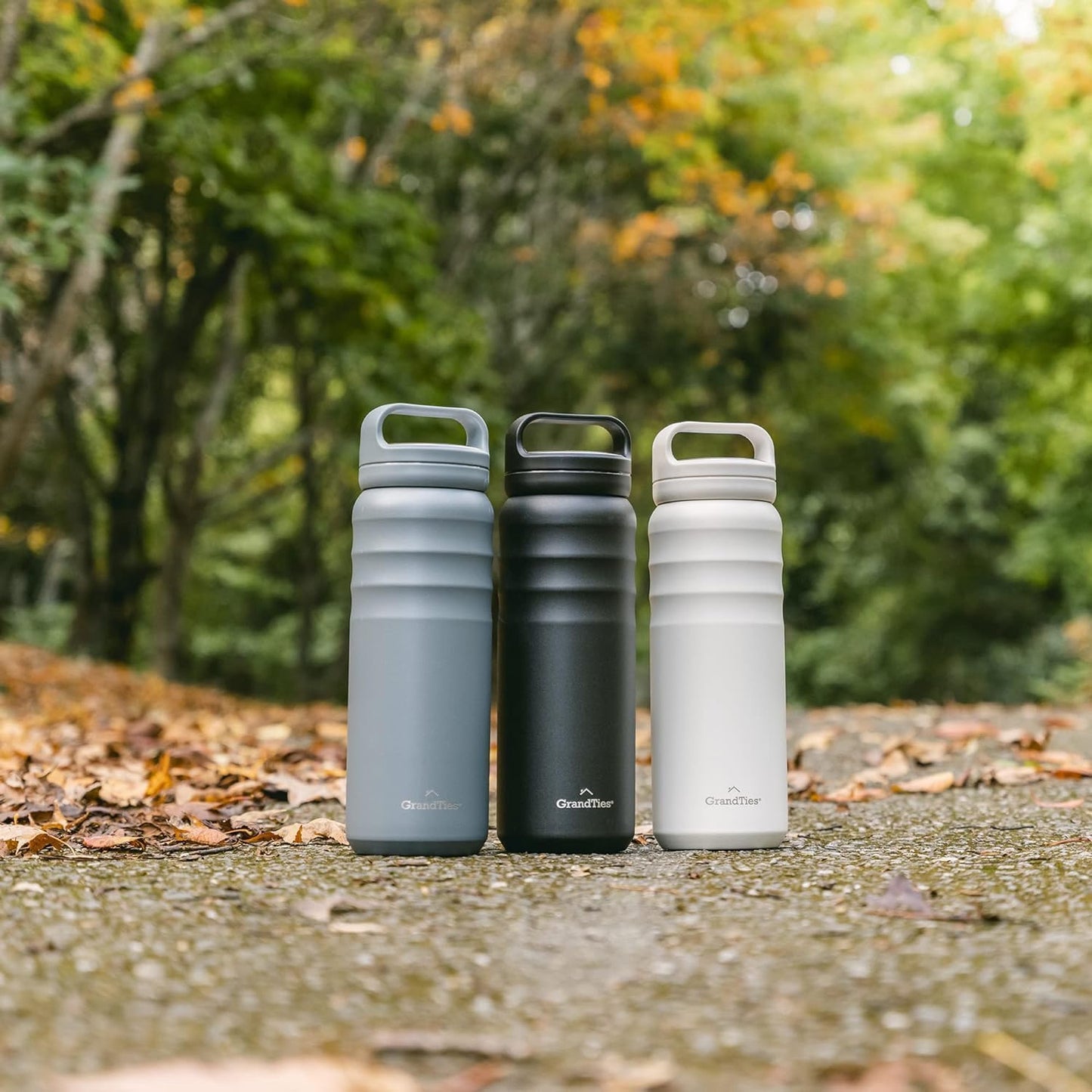 GRANDTIES 2 Lids Sports Stainless Steel Water Bottles – Wide Mouth Vacuum Insulated Reusable Leak Proof BPA-Free Travel Metal Canteen, Thermal Bottles for Men Women Gym (Ivory White 32 oz)