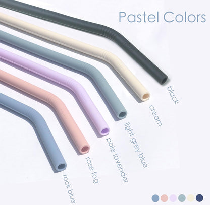 Pastel Color 14” Extra Long Silicone Replacement Straw for 40 oz Stanley Cup, Reusable Flexible Tall Giant Big Drinking Straw for Quencher Tumbler,1Gallon/64 oz Water Bottle,Hydro Jug-6 pack