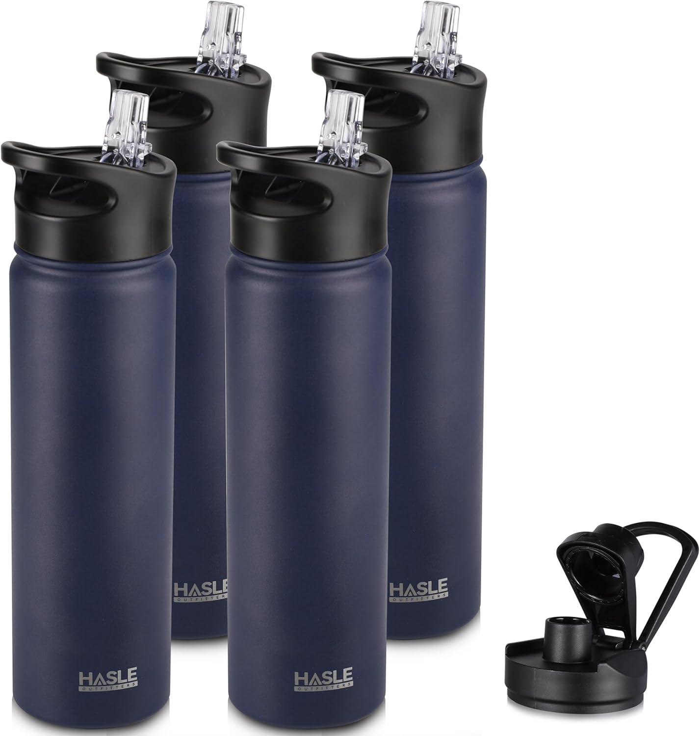 HASLE OUTFITTERS 32 oz Insulated Water Bottle Stainless Steel Double Walled Vacuum Sports Water Bottle with 2 Lids (Straw and Spout Lid) for Gym Camping Hiking(Black,1)