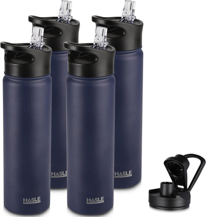 HASLE OUTFITTERS 32 oz Insulated Water Bottle Stainless Steel Double Walled Vacuum Sports Water Bottle with 2 Lids (Straw and Spout Lid) for Gym Camping Hiking(Black,1)