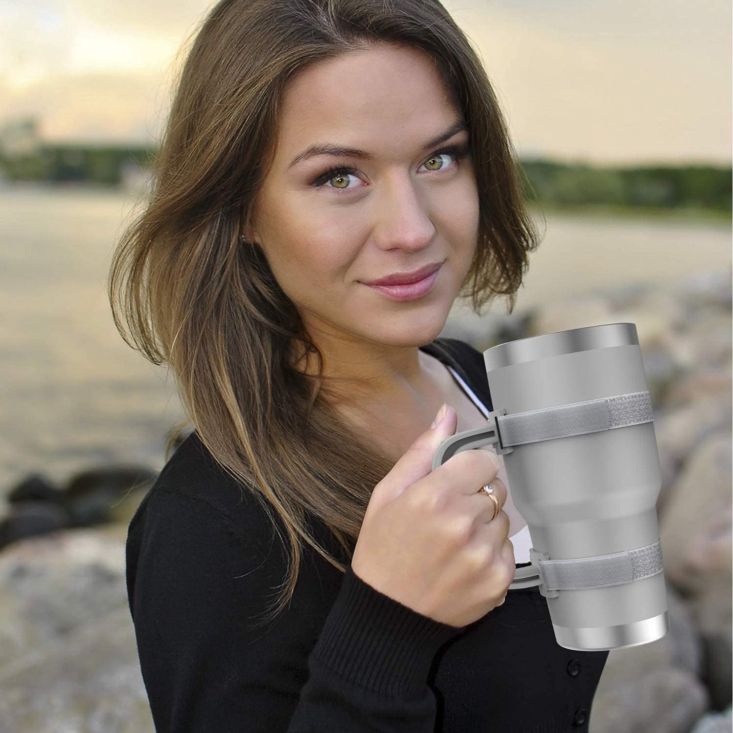 New Upgrade Anti-Slip Adjustable Tumbler Handle Fit for 20 Oz to 40 Oz All Brands Tumbler Cup of YETI, RTIC, Ozark Trail, Tervis, Corkcicle, Slm, Reduce Cold, Artic, Atlin, Bubba and SIC Etc