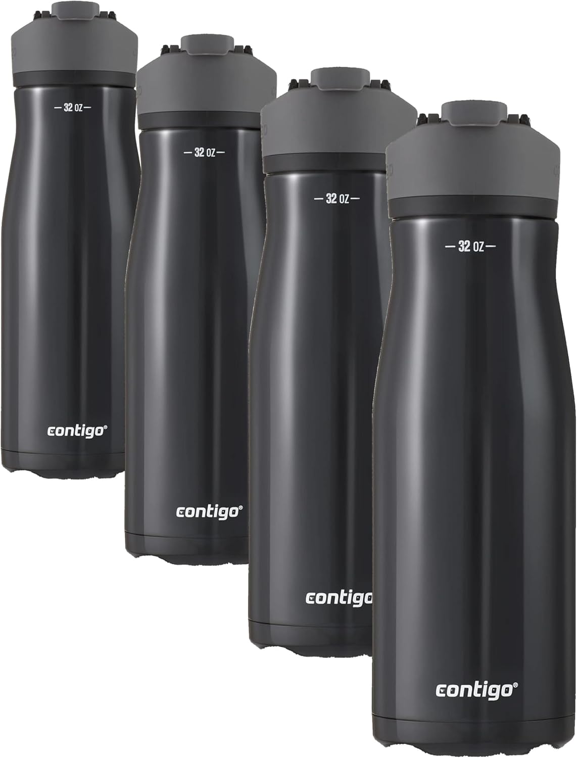 Contigo Cortland Chill 2.0 Vacuum-Insulated Stainless Steel Water Bottle, Spill-Proof Sip Technology, Interchangeable Lid, 24oz, Steel/Licorice, Perfect for Fitness Travel Everyday Use