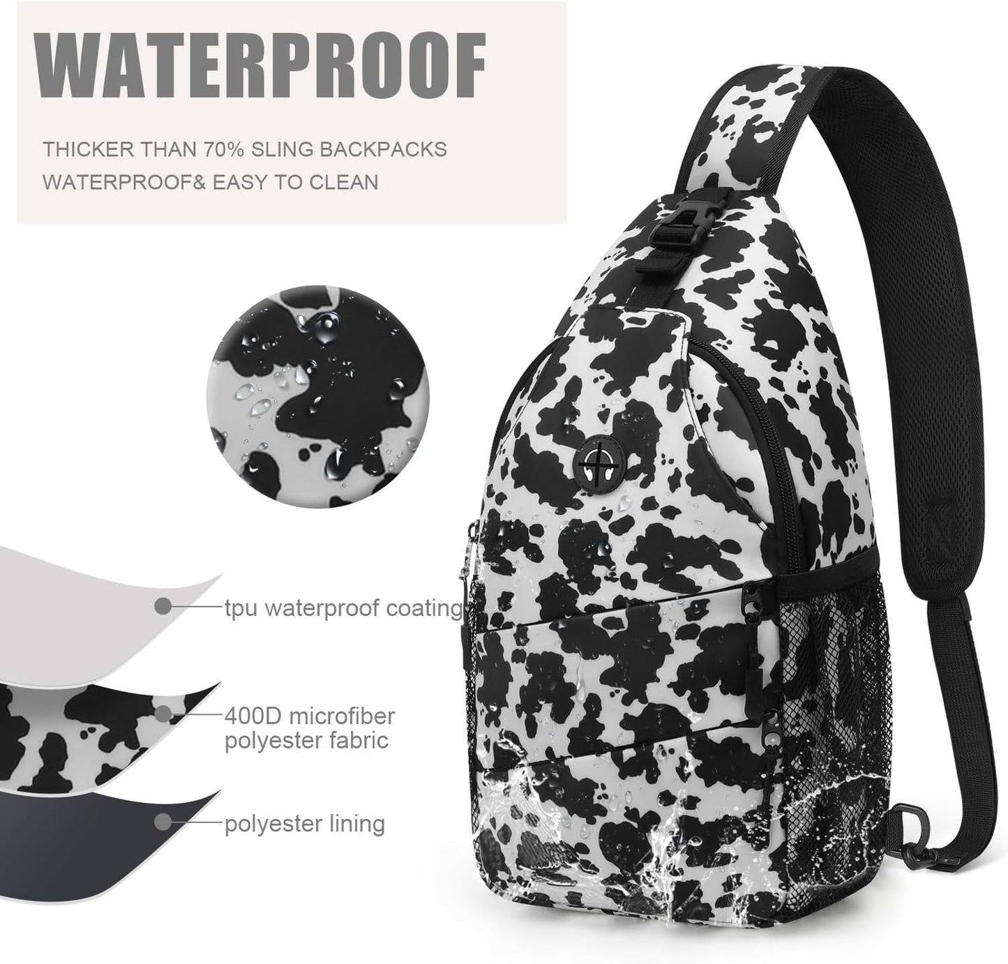 Pritent Crossbody Bags for Women Men Trendy Sling Bag Backpack Casual Chest Bag with Convertible Shoulder Strap