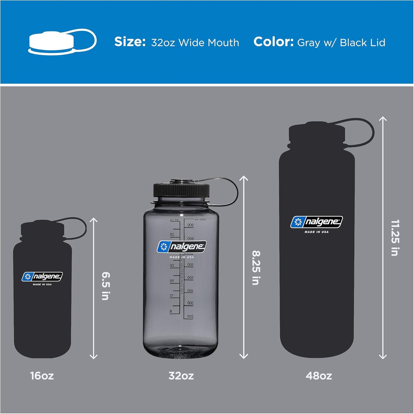 Nalgene 32 oz Wide Mouth Water Bottle | BPA-Free, Durable & Leak Proof, Lightweight Bottle for Hiking & Gym, Work & Travel