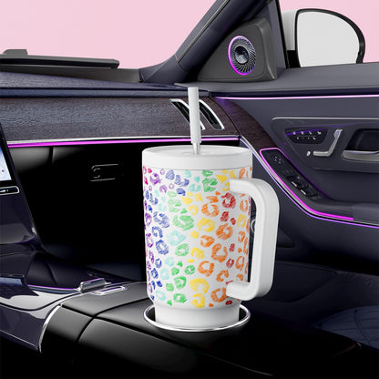 Meoky 40 oz Tumbler with Handle and Straw: Stainless Steel Insulated Tumbler with Lid and Straw - 100% Leak Proof Tumbler for Car Cup Holders - Travelers Commuters Workers, Donut
