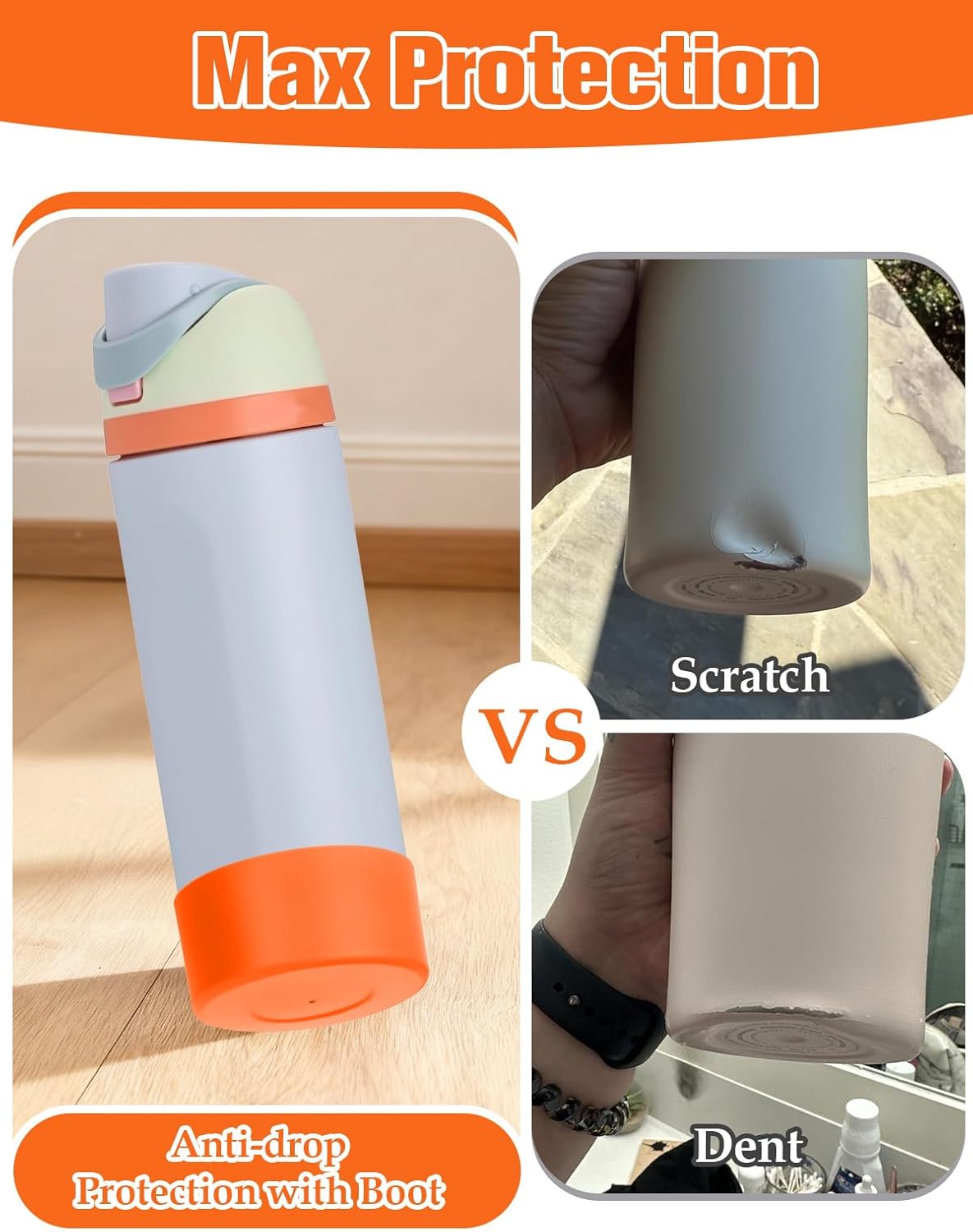 Mity rain 2PCS Silicone Boot for Owala Water Bottle 24 oz 32 oz, Anti-Slip Protective Sleeve Bottom Bumper Protector for FreeSip Stainless Steel Water Bottles Accessories