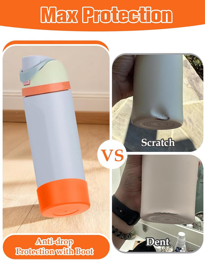 Mity rain 2PCS Silicone Boot for Owala Water Bottle 24 oz 32 oz, Anti-Slip Protective Sleeve Bottom Bumper Protector for FreeSip Stainless Steel Water Bottles Accessories