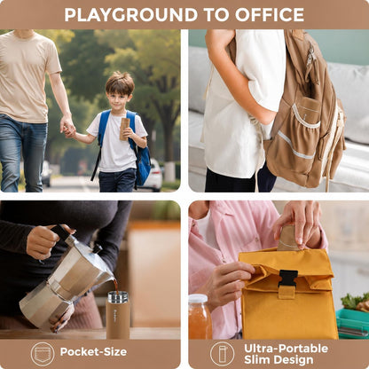 【Upgraded】Exllena Small Insulated Water Bottle 12 oz/350ml– Mini Insulated Water Bottle for Hot & Cold Drinks, Perfect Small Water Bottle for Travel, Purse...(Greyish Blue)