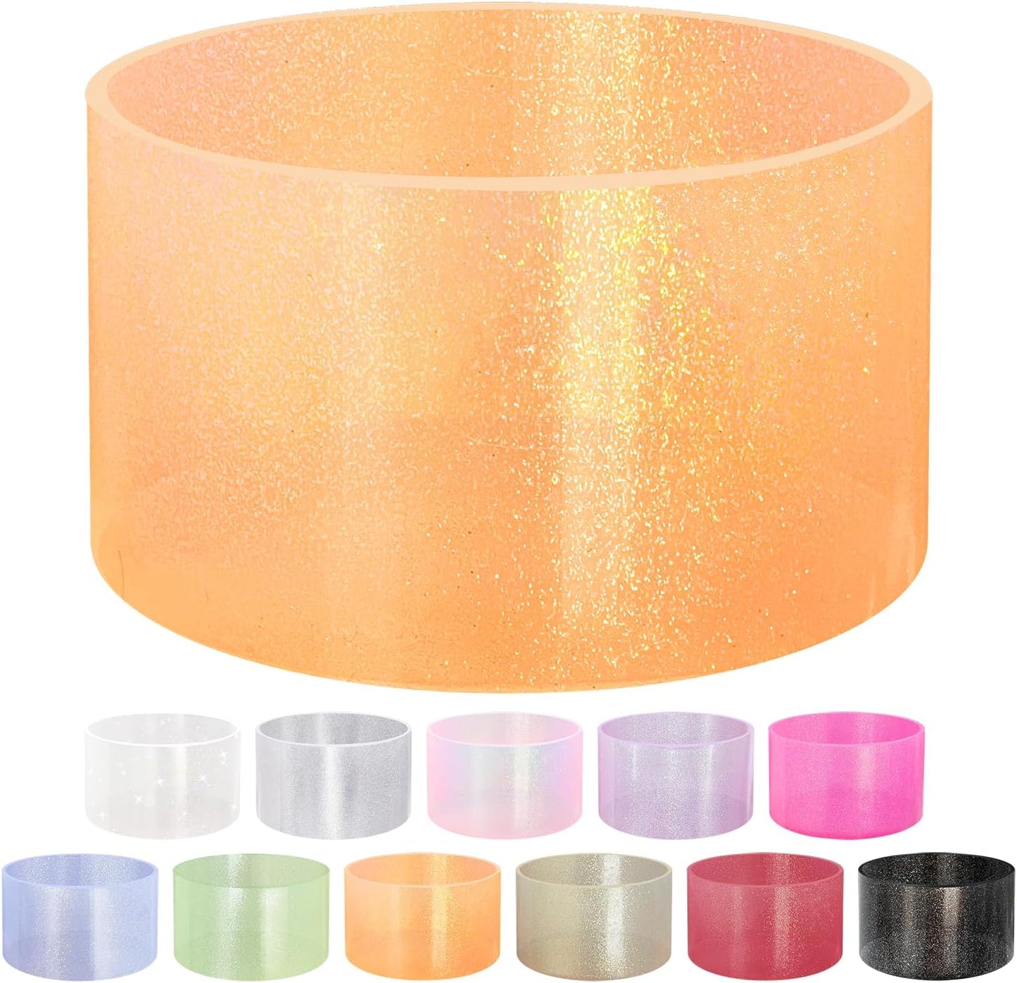 Jelly Luster Glitter Silicone Transparent Boot for Stanley 20-40oz, Compatible with Hydro Flask or Other Water Bottle Tumbler, 2.85-3.0 inch Protective Anti-Slip Bottom Sleeve Cover