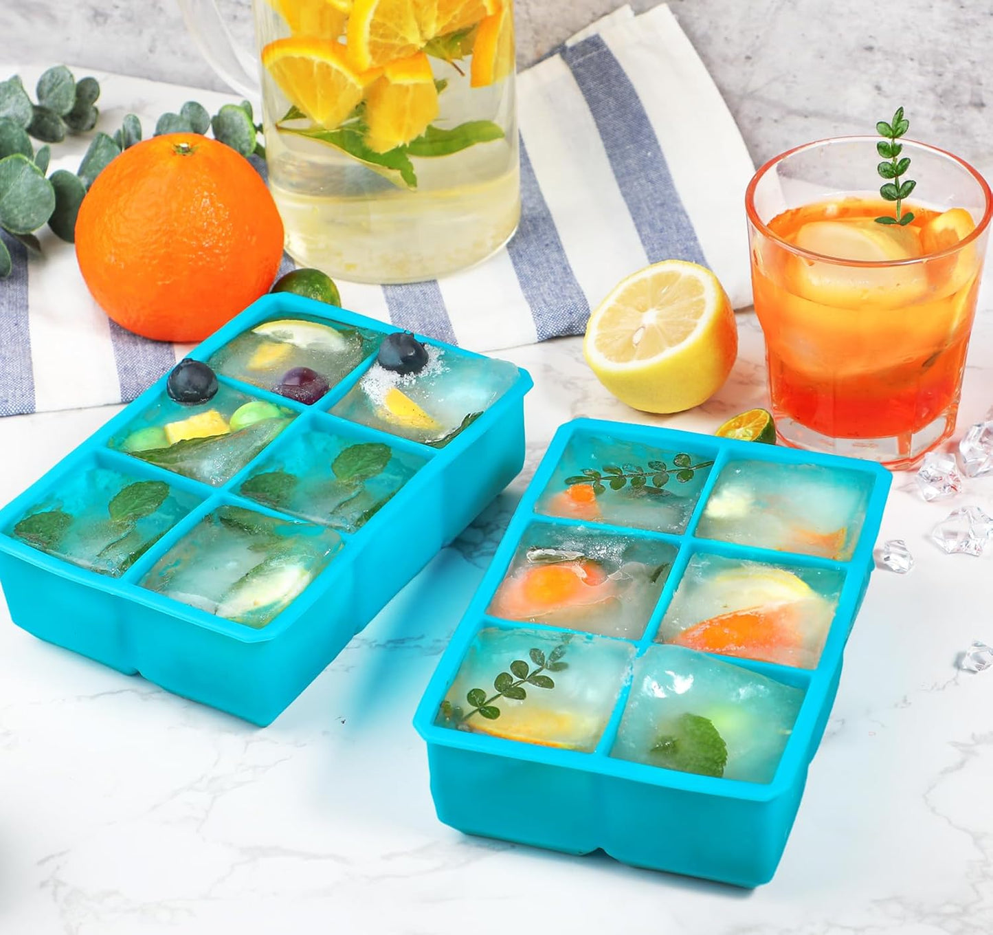 Webake Water Bottle Ice Cube Tray with Silicone Lids, 2 Pcs Long Ice Stick Molds - Stackable & Space-Saving, Perfect for Highball Drinks, Cocktail Parties & Sports Bottles