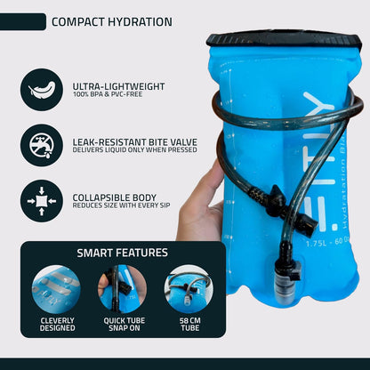 FITLY Soft Flask - Shrink As You Drink Soft Water Bottle for Hydration Pack - Folding Water Bottle Ideal for Running, Hiking, Cycling, Climbing & Rigorous Activity